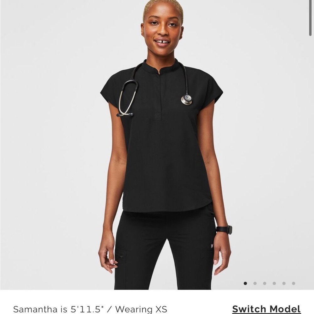 Figs Black Rafaela scrub top